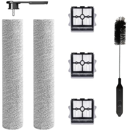 HIYOUNG 2 Spazzole a Rullo,1 manico per Spazzole a Rullo,3 filtri,1 Spazzola di Pulizia per Tineco Floor One Stretch S6/Switch S6 /S6 stretch lite/S7 Stretch Ultra/S9 Artist pezzi di ricambio