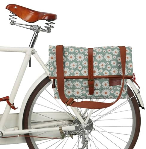 TOURBON Damen Fahrradtasche Shopper Wasserdicht Segeltuch Fahrradtaschen für Heckträger Handtasche für Radfahren Reisen