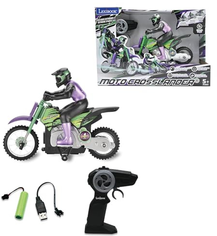Lexibook, Crosslander Moto RC, RC18LXB | Jusqu'à 12km/h, Effets lumineux, cascades, rechargeable