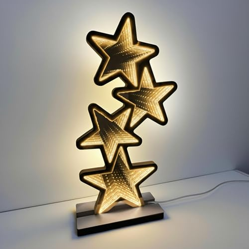 Spetebo Tischleuchte Sterne 41 cm mit Infinity Effekt Beleuchtung - 117 LED - 3D Weihnachts Dekofigur beidseitig beleuchtet - Weihnachten Advent Spiegeltunnel Tisch Aufsteller Deko Beleuchtung Innen