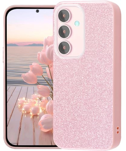 HAONANDE Custodia Glitter per Samsung Galaxy A34 5G Cover Sottile in Silicone TPU morbido Brillante Sparkle Lucida Bling Carino Elegante per Donna Ragazza, Antiurto Protettiva Case Rosa