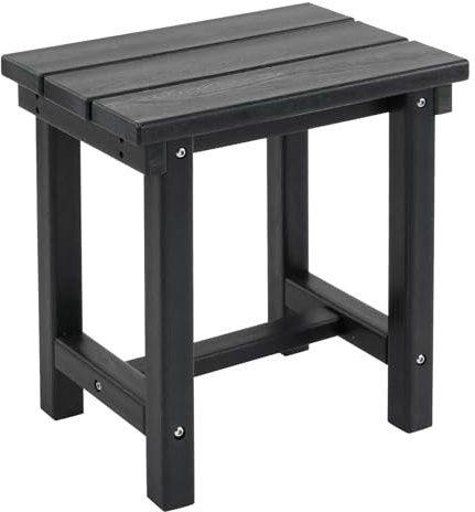 FurniSoar Adirondack Quadratischer Beistelltisch für Terrasse & Garten, HDPE Komposittisch, Wetterfester Außentisch, Kleiner Seitentisch für Balkon, Pool, Terrasse (Schwarz)