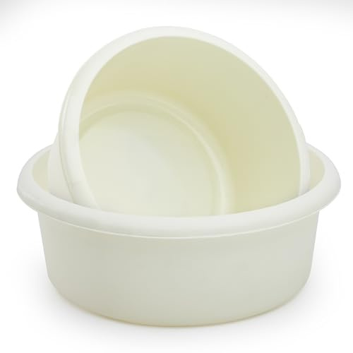 besto Washing Up Bowl for Sink | Set of 2 (4 & 8 Liter) Round Kitchen Sink Bowls | Cream Wash Up Basin Bowl for Kitchen Sinks