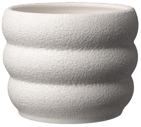Soendgen Byron Beach, Blumentopf aus Keramik, Farbe: Weiss Lasur, 15 cm Durchmesser, 11,8 cm hoch, Vol. 2,655 l