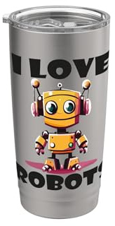 I love Robots, divertente Robot Bicchiere termico in acciaio inox doppia parete