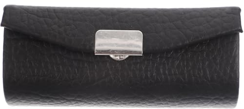 Kleiner Lippenstifthalter mit Spiegel, PU Leder, Druckknopf, Schwarz | Einzeln für Unterwegs, Kompakt für Handtasche, Sauberer Halt für Coins und Kleine Schmuckstücke