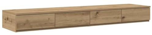 Mhdvray Bettschublade Artisan-Eiche 135x36,5x16,5cm Holzwerkstoff - Minimalistischer Bettkasten mit 4 Push-to-Open Schubladen, Modernes Bett-Zubehör für Schlafzimmer Aufbewahrung