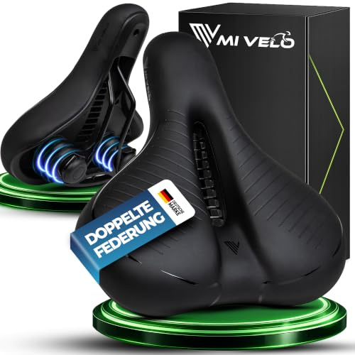 MIVELO Fahrradsattel 3D Komfortschaum & stoßdämpfende Federung – Fahrrad Sattel bequem für Damen & Herren – Universeller Sattel Fahrrad für Citybike, Trekkingrad, E-Bike, MTB, Gravel Bike