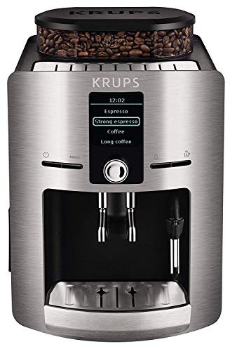 Krups EA 826E - Máquina espresso, automática, de café molido, 1450 W, 1.8 L, acero inoxidable, negro/gris