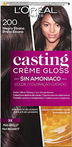 L'Oreal Paris Casting Crème Gloss Coloración Sin Amoniaco, Tono: 200 Negro Ébano, El embalaje puede variar