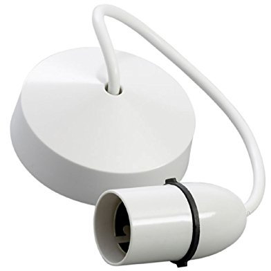 Home.smart 5 x White Ceiling Pendant & Rose, Strong Flex Drop, Max 100 Watt BC Light Bulb