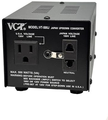 VCT VT-500J - Japanese Step Up/Down Voltage Transformer Converts Japan 100 Volts to 110V OR Vice Versa - 500 Watt