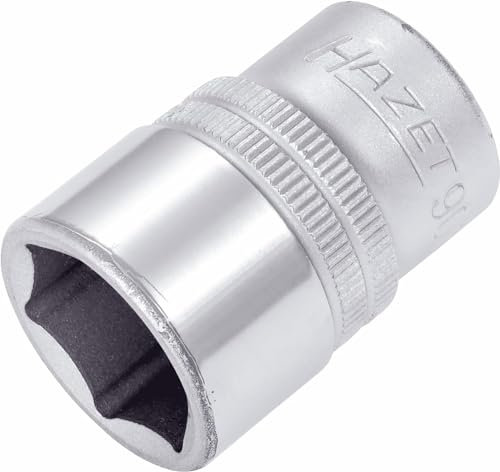 HAZET Steckschlüsseleinsatz 900-19 I 12,5 mm Vierkantantrieb, 19 mm Schlüsselweite, mit Rändelung I Steck-Nuss mit verchromter und polierter Oberfläche für Handbetätigung