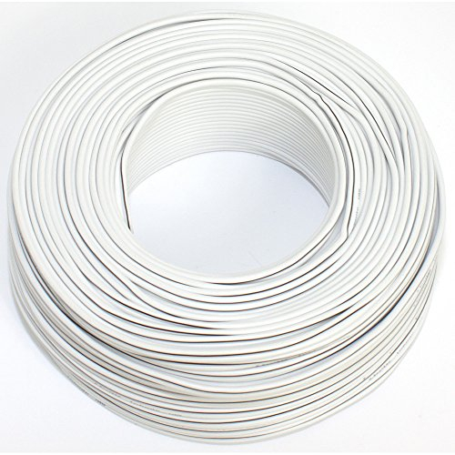 SeKi Cable de altavoz 2 x 0,50 mm2 – 50 m – blanco – CCA – Cable de audio – Cable de caja