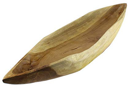 Budawi® - Teakholz Schale Schiff ca. 52 cm, Obstschale, Holzschale Teakholz rustikal