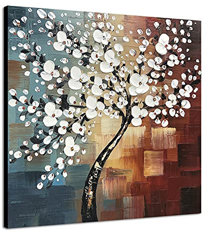 Wieco Art, Luce del mattino, UK-FL1089-6060, completamente dipinto a mano, arte astratta moderna, dipinto floreale olio su tela, decorazione da parete per la casa