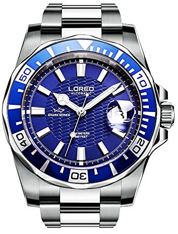 Loreo (entreprise) pour homme GMT automatique Verre Saphir Bleu Cadran rotatif en acier inoxydable Argenté Cadran Bleu Montres