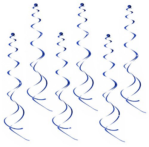Oblique Unique® Deckenhänger 6 Stück Spiral Girlanden - Farbe wählbar (Blau)