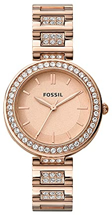 Fossil Karli BQ3181 Montre en acier inoxydable à trois aiguilles Doré rose