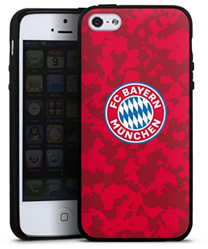 DeinDesign Silikon Hülle kompatibel mit Apple iPhone 5 Case schwarz Handyhülle FC Bayern München Camouflage FCB