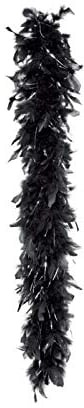 PARTY DISCOUNT ® Federboa schwarz mit Lametta in Silber, 180 cm