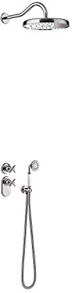 Tres-Classic 24235202 Thermostat-Duschset, 2 Wege, feste Dusche, Durchmesser 310 mm, mit Kugelkopf, Halterung mit Wandanschluss, 57 x 31 x 116,4 cm, Chrom