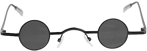 Ultra-Kompakte Runde Sonnenbrille FüR MäNner Und Frauen, Uv-Schutz, Leichtgewicht, Retro-Punk Stil, Schwarz, Ideal FüR Strand Und Party