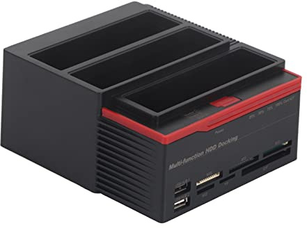 USB 3.0 bis 2.5 Zoll 3.5 Zoll SATA/IDE HDD Dockingstation, Dual-Bay Externe Festplatten Dockingstation HUB Reader, Für 2.5 3.5 IDE SATA I/II/III HDD SSD(Schwarz)