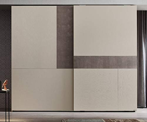 Casa Padrino Armoire de Chambre de Luxe crème/Gris 295 x 68 x H. 250 cm - Penderie en Bois Massif avec 2 Portes coulissantes - Mobilier de Chambre de Luxe