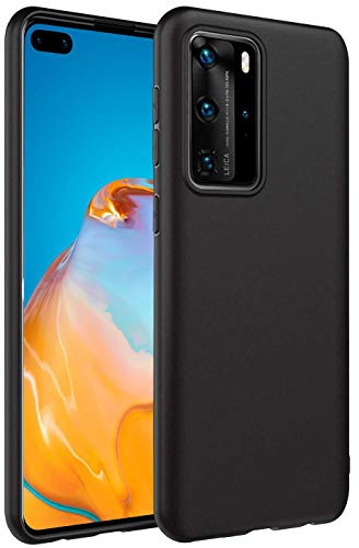 Verco Kompatibel mit Huawei P40 Pro Hülle, Matte Rückschale Schutzhülle für P40 Pro Case Silikon Handyhülle - Schwarz