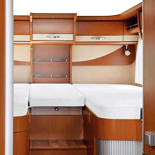 Erwin Müller Spannbettlaken 3er-Set für Wohnmobil oder Wohnwagen - Heckbett, weiß Größe 70x190 cm - 85x210 cm (2X) + 35x130-50x145 - Multi-Stretch Jersey
