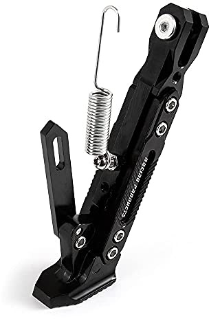 APEBAZY Ständer mit Federsatz - Universal CNC Aluminiumlegierung verstellbarer Stativhalter Seitliche Parkfußstütze für Roller Electric Dit Pit Bike (Schwarz)