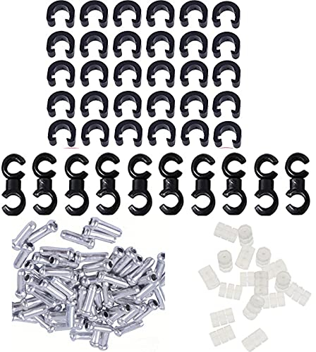 XHBTS 80 Stück Fahrrad Rennrad C-Clips Schellen Gehäuse Schlauchführung S-Haken Clips Haken Fahrrad Kabel Donuts O-Ring Bremskabel Donut Gehäuse Reparaturzubehör Schaltkabel End Crimps Road Caps