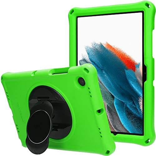 TECHGEAR Bumper+ Case Compatible with Samsung Galaxy Tab A8 10.5 2022 (SM-X200 /SM-X205) Rugged Shockproof Soft Protective Easy Grip Body Case with Stand, Holder, Screen Film, Kids Proof Case [Green]
