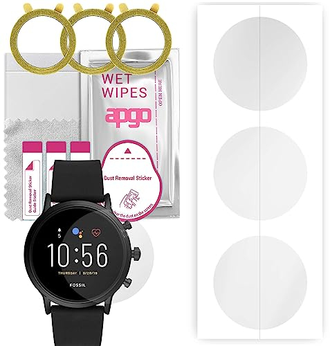 apgo 3 Stück Schutzfolie, klar, kompatibel mit Fossil FTW4025 Gen 5 Smartwatch, Hydrogel Displayschutzfolie mit Positionierhilfe, Displayfolie, robust und kratzfest