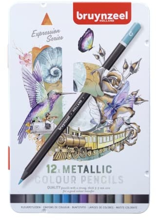 Bruynzeel Expression Farbstifte 12-teiliges Set in Dose, metallic, 8712079468422, metallisch
