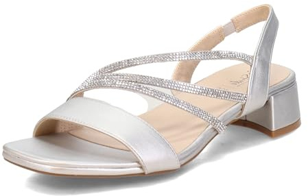 LifeStride Womens Joy Strappy Heeled Sandal, Silver, 8 Wide US