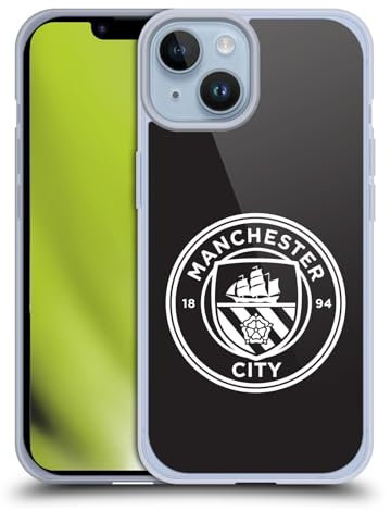 Head Case Designs Licenciado Oficialmente Manchester City Man City FC Contorno Blanco y Negro Insignia Caso Funda de Gel Suave Compatible con Apple iPhone 14