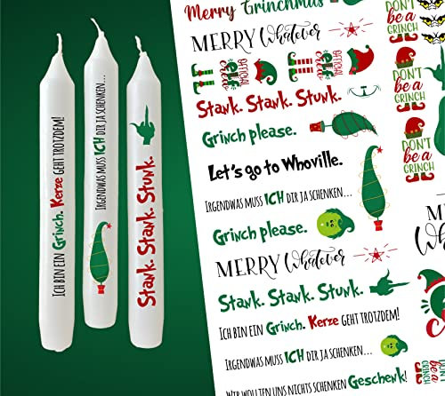 WEIHNACHTEN Muffel Tattoofolie Grinch ADVENT für Kerzen/Keramik DIN A4