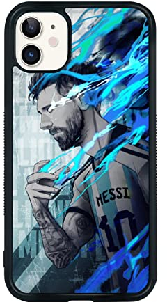 Onemiliayears Cool Messi Fußball-Handyhülle, Kreative Fußball iPhone 11 Hülle, Weiche Silikagel Rahmen Unterstützung Schwarz Handyhülle für Teenager Mädchen und Jungen, Damen und Herren
