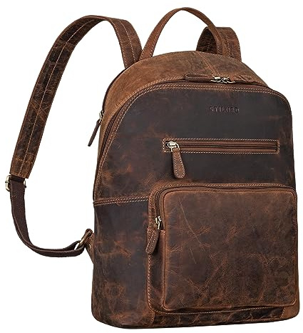 STILORD 'Caius' Leder Rucksack für Damen und Herren mittelgroß mit Laptop-Fach 12,3 Zoll ideal als Studenten-Rucksack Cityrucksack Echtleder Reiserucksack Stadtrucksack, Farbe:calais - braun