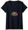 Damen Namaste Yoga Lotus Blume Meditation Zen Bohemian T-Shirt mit V-Ausschnitt