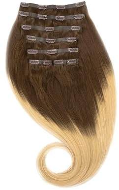 GLOBAL EXTEND® Clip-in-Extensions nahtlos I 100% Echthaar I Angenehmes Tragen | Einfaches Befestigen I Dichte und Volumen I Große Farbauswahl I Komplettes Set (60 cm, 1B/06 ombré)