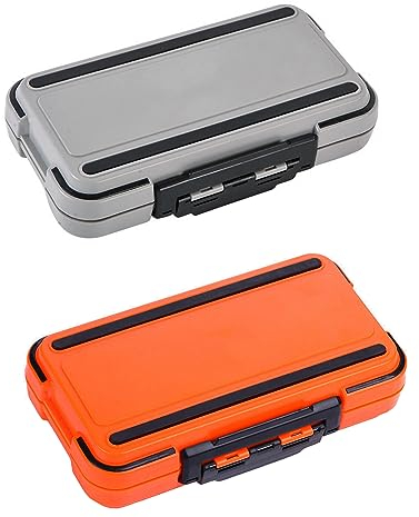 Großes Orange + Großes Grau Angelkoffer Tackle Box, Wasserdichter Angelzubehör Box Organizer mit Doppelverschluss-Design für Angelhaken, Schmuckperlen, Ohrringe, Schlüssel
