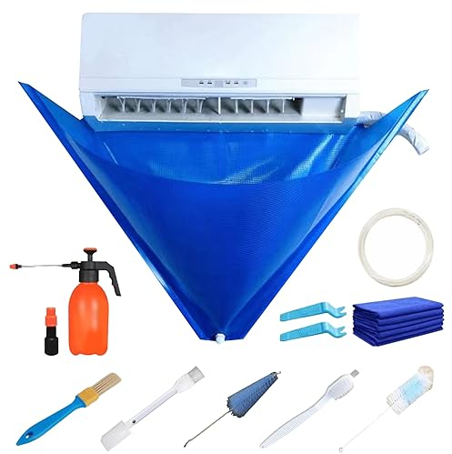 Tadoiooy Nettoyant du climatiseur, kit de Nettoyage du climatiseur pour 37-45 Pouces 12pcs Sac à climatiseur Mural étanche avec Pipe de vidange Minisplit Kit de Nettoyage