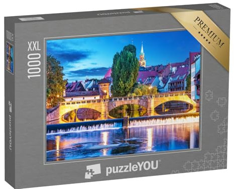 Puzzle 1000 Teile XXL „Sommernacht in der Altstadt von Nürnberg, Deutschland“ – aus der Puzzle-Kollektion Bayern, Nürnberg, Deutsche Städte, Deutsche Großstädte