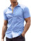 COOFANDY Mens Short Sleeved Summer Shirts Non Iron Dress Shirts Iron Free Formal Shirt Stretch Business Shirt Work Tops Casual Basic Blue XS