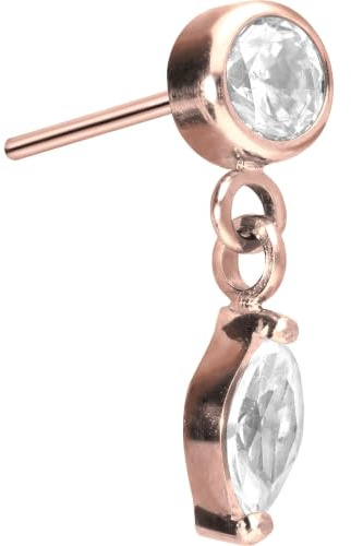 PIERCINGLINE Titan Aufsatz mit Push Pin KRISTALL + KRISTALLTROPFEN OHNE Labret Stecker Piercing Ohr Tragus Helix Conch Farbauswahl