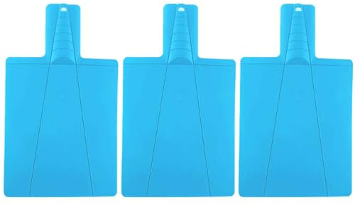 3 tablas de cortar plegables de plástico, 38 x 21,5 cm, antideslizantes, para cocina, picnic, cortar frutas, verduras, carne (azul)