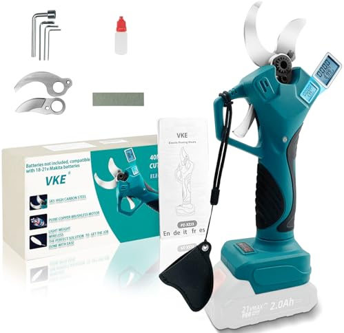 VKE Akku Astschere Max 40mm Schneiddurchmesser 600W ProfessionelleSchnurlose Elektrische Gartenschere mit LED Anzeige kompatibel mit 18V Makita-Akku akku gartenschere(Batterie nicht enthalten)